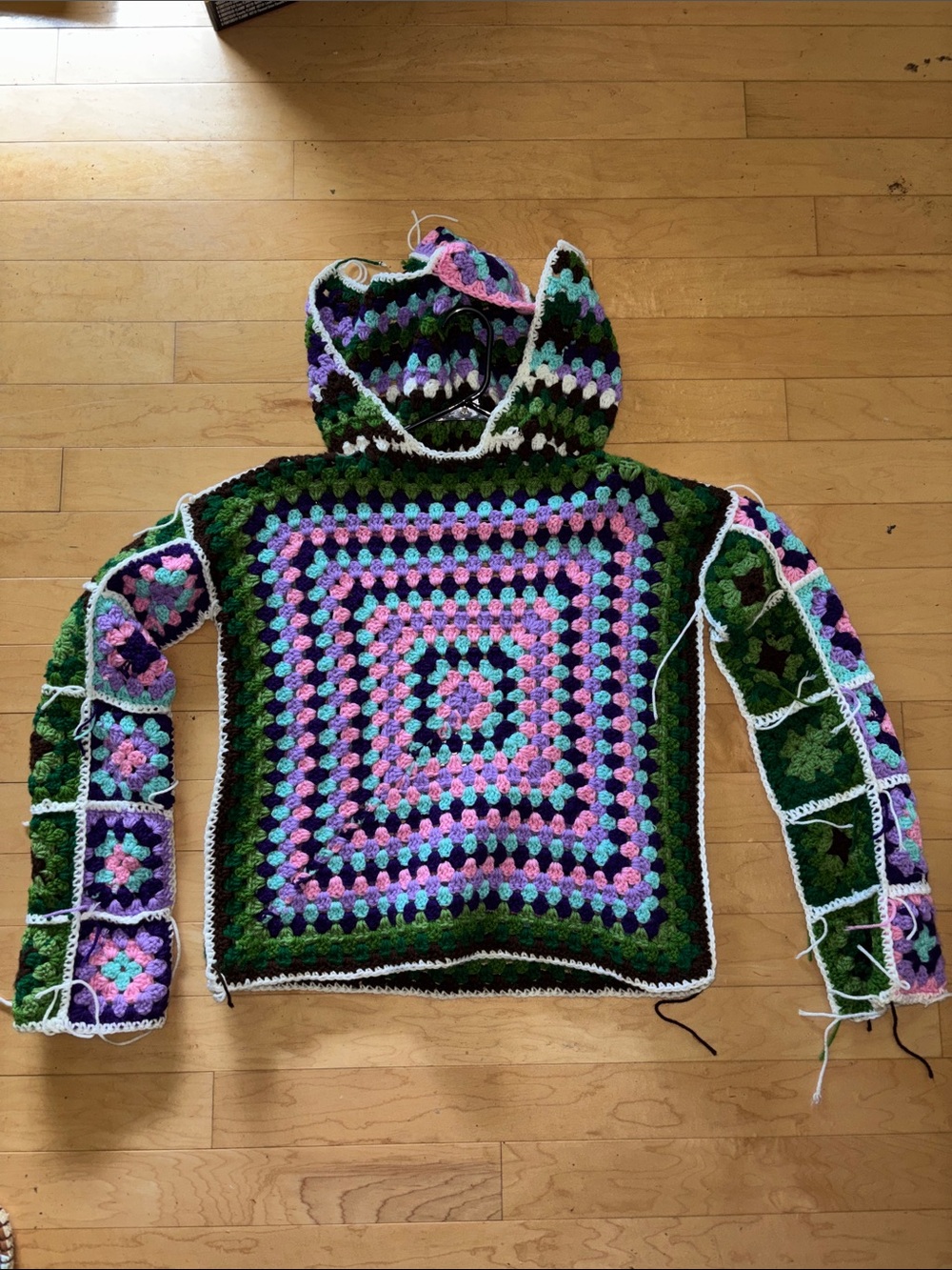 Handmade Multi-Color Crochet Hoodie Sweater